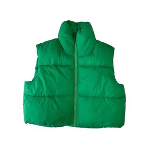 FUINLOTH Green Puffer Vest Women's Size M Zip Front Lightweight Outdoors Hiking